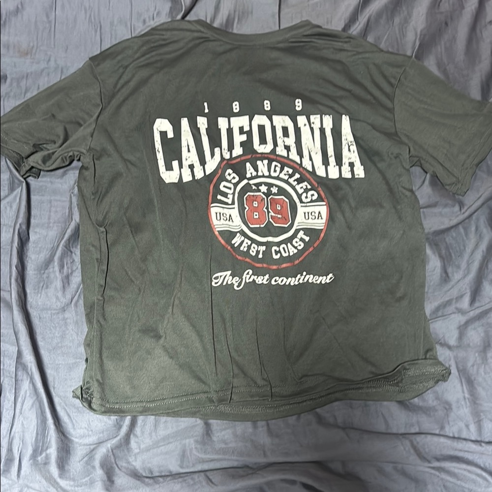 SHEIN Grey California Graphic Short Sleeve Tee